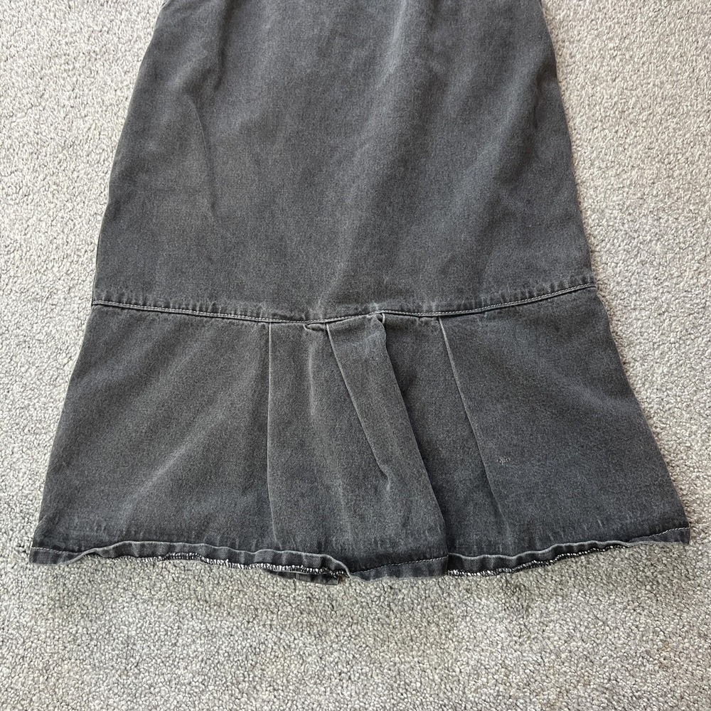 vtg‎ y2k denim Skirt Womens Size 9 Gray Trumpet Midi Front Slit fairycore goth - Picture 14 of 15